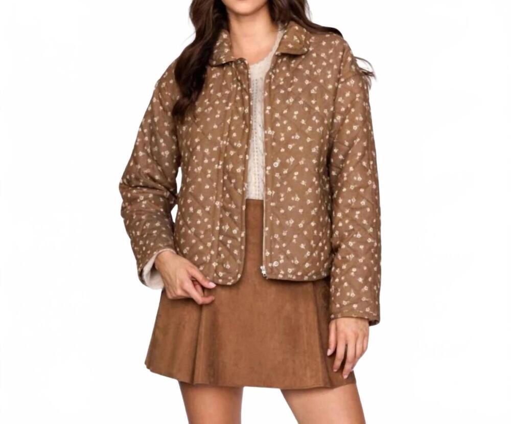 NEW STORIA floral quilted jacket in brown